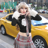 Lunivop Woman Outfits 2 Piece Set Cute Core T-Shirts Court Crop Top + A-Line French Elegance Mini