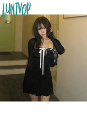 Lunivop Woman Preppy Style Dress Retro Bodycon Chic Romantic Corset All-Match Design Frocks Tide
