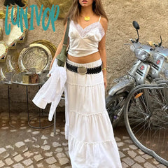 Lunivop Woman Skirt Chic Maxi Preppy Style Pleated Korean A-Line Elegant Romantic Sweet All-Match