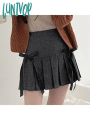 Lunivop Woman Skirt Pleated A-Line Mini Knit Casual Tight Bodycon High Waist Simple Daily Fashion