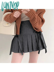 Lunivop Woman Skirt Pleated A-Line Mini Knit Casual Tight Bodycon High Waist Simple Daily Fashion