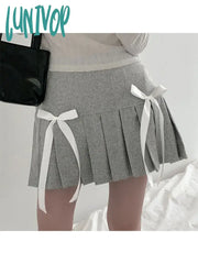Lunivop Woman Skirt Pleated A-Line Mini Knit Casual Tight Bodycon High Waist Simple Daily Fashion