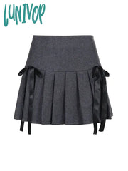 Lunivop Woman Skirt Pleated A-Line Mini Knit Casual Tight Bodycon High Waist Simple Daily Fashion