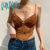 Lunivop Woman Sleeveless Camisole Tight Bodycon Tank Top Halter Lace Corset Hollow Out Sexy Hot