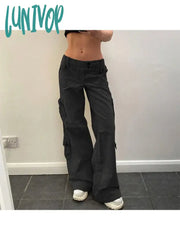 Lunivop Woman Streetwear Jeans Preppy Style Denim Fashion Pants Elegant Trousers Casual Cargo