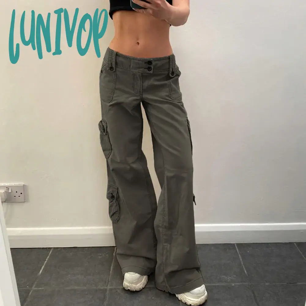 Lunivop Woman Streetwear Jeans Preppy Style Denim Fashion Pants Elegant Trousers Casual Cargo