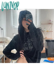 Lunivop Woman Tide T-Shirts All-Match Crop Kawaii Top Streetwear Crochet Preppy Style Japanese