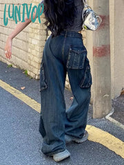 Lunivop Woman Y2K Japanese Fashion Jeans New Trend Aesthetics Kpop Ins Streetwear Zipper Multiple