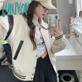 Lunivop Women Baseball Jacket Streetwear Harajuku Casual Bomber Jackets Student Vintage Korean