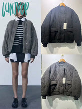 Lunivop Women Casual Fashion Solid Cotton Coat Chic Round Neck Long Sleeved Pockets Thicken Jacket