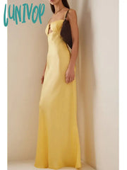 Lunivop Women Celebrity Sexy Sleeveless Backless Yellow Black Shell Long Maxi Bandage Dress Elegant