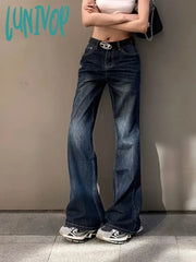 Lunivop Women Classical Gyaru Japanese Jeans Harajuku Y2K Streetwear Low Rise Flare Denim Pants