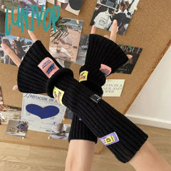 Lunivop Women Cute Arm Warmer Colorful Letter Label Y2K Girl Covers Warm Harajuku Cuffs Knitted