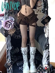 Lunivop Women Dark Academia Goth Harajuku Fashion Gyaru Kpop Jean Shorts Denim Grunge Hot Pants