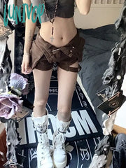 Lunivop Women Dark Academia Goth Harajuku Fashion Gyaru Kpop Jean Shorts Denim Grunge Hot Pants