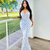 Lunivop Women Elegant Floral Beach Vacation Bodycon Streetwear Long Dress 2024 Summer Clothes