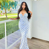 Lunivop Women Elegant Floral Beach Vacation Bodycon Streetwear Long Dress 2024 Summer Clothes