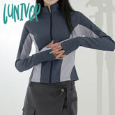 Lunivop Women Full Zip-Up Hooded Cardigan Autumn Patchwork Long Sleeve Top Tees Fashion All-Match
