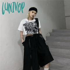 Lunivop Women Girl Crop Top T Shirt Clothing Tshirt Summer Tee Gothic Style Croptop Goth Emo Alt