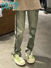 Lunivop Women Harajuku Fashion Damage Denim Pants Long Trousers Ripped Skinny Jeans Hole Grunge