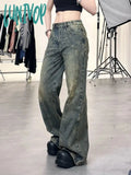 Lunivop Women Harajuku Fashion Straight Leg Baggy Denim Pants Long Trousers Hip-Pop Jeans Y2K