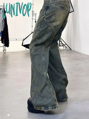 Lunivop Women Harajuku Fashion Straight Leg Baggy Denim Pants Long Trousers Hip-Pop Jeans Y2K