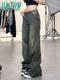 Lunivop Women Harajuku Fashion Straight Leg Baggy Denim Pants Long Trousers Hip-Pop Jeans Y2K