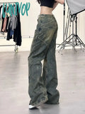 Lunivop Women Harajuku Fashion Straight Leg Baggy Denim Pants Long Trousers Hip-pop Jeans Y2k Japanese Streetwear Tide 2000s Aesthetic