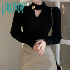 Lunivop Women Knitted Sweater V-Neck Long Sleeve Pullover Chic Design Top Autumn Clothing Sexy