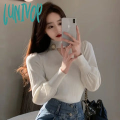 Lunivop Women Knitted Sweater V-Neck Long Sleeve Pullover Chic Design Top Autumn Clothing Sexy