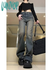 Lunivop Women Korean Fashion High Street Y2K Streetwear Slim Low Rise Flare Denim Pants Striped
