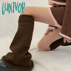 Lunivop Women Leg Warmers Japanese Punk Boot Cuffs Gothic Knit Socks Jk Hot Girl Harajuku Long