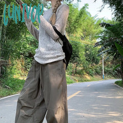 Lunivop Women Long Sleeve Tops Casual Solid Color Loose Pullover Sun Protection Blouse For Club