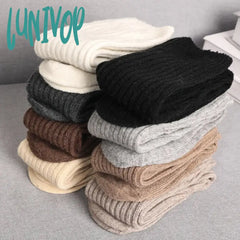 Lunivop Women Long Socks Cashmere Boot Solid Wool Thigh Stocking Skinny Casual Cotton Over