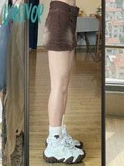 Lunivop Women Maillard 2000S Aesthetic Japanese Harajuku Mini Jean Skirt Shorts Gyaru Cyber Punk