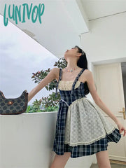 Lunivop Women Patchwork A-Line Evening Mini Dress 90S Y2K Vintage Sleeveless Off Shoulder Dresses