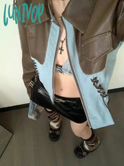 Lunivop Women Patchwork Bandage Y2K Aesthetic Cropped Coats Autumn Streetwear Punk Chaquetas Korean