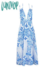 Lunivop Women Sexy Beach Print Dress Elegant Female Party Skirt Boho Cardigan Robe Vacation Bikinis