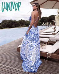 Lunivop Women Sexy Beach Print Dress Elegant Female Party Skirt Boho Cardigan Robe Vacation Bikinis