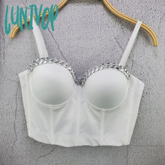 Lunivop Women Sexy Designer White Red Chain Punk Style Cotton Camisole Tops Summer High Street
