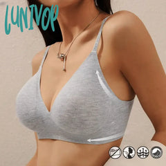 Lunivop Women Sexy Seamless Bras Deep V Neck Bralette Lingerie Letter Strap Tops Push Up Underwear