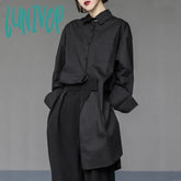 Lunivop Women Shirts Men Gothic Y2K Loose Oversize Casual Neutral Irregular Designer Black Elegant