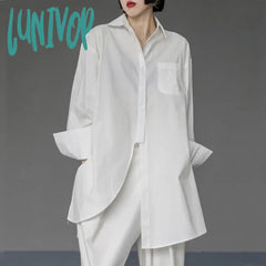 Lunivop Women Shirts Men Gothic Y2K Loose Oversize Casual Neutral Irregular Designer Black Elegant