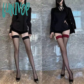 Lunivop Women Stockings Thigh High Red Edge Transparent Sexy Black Silk Sockings Appear Slim