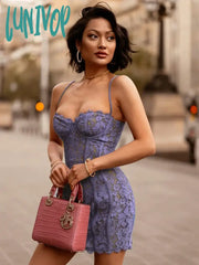 Lunivop Women Summer Dress New Arrivals Purple Bodycon Birthday Party Lace Vintage Evening Club