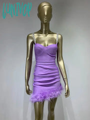 Lunivop Women Summer Fashion Sexy Cut Out Backless Crystal Diamonds Black Mini Bandage Dress