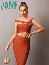 Lunivop Women Summer Sexy Sleeveless Cut Out Brown Black Purple Midi Bodycon Bandage Dress Elegant