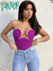 Lunivop Women Summer Soild Sexy Strapless Backless Black White Camis Bandage Tops 2024 Fashion High
