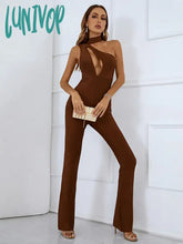 Lunivop Women Summer Style Sexy One Shoulder Key Hole Bodycon Bandage Jumpsuit High Street Rompers
