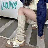 Lunivop Women Thickened Knitted Leg Covers Vintage Winter Warm Calf Socks Cashmere Y2K Harajuku